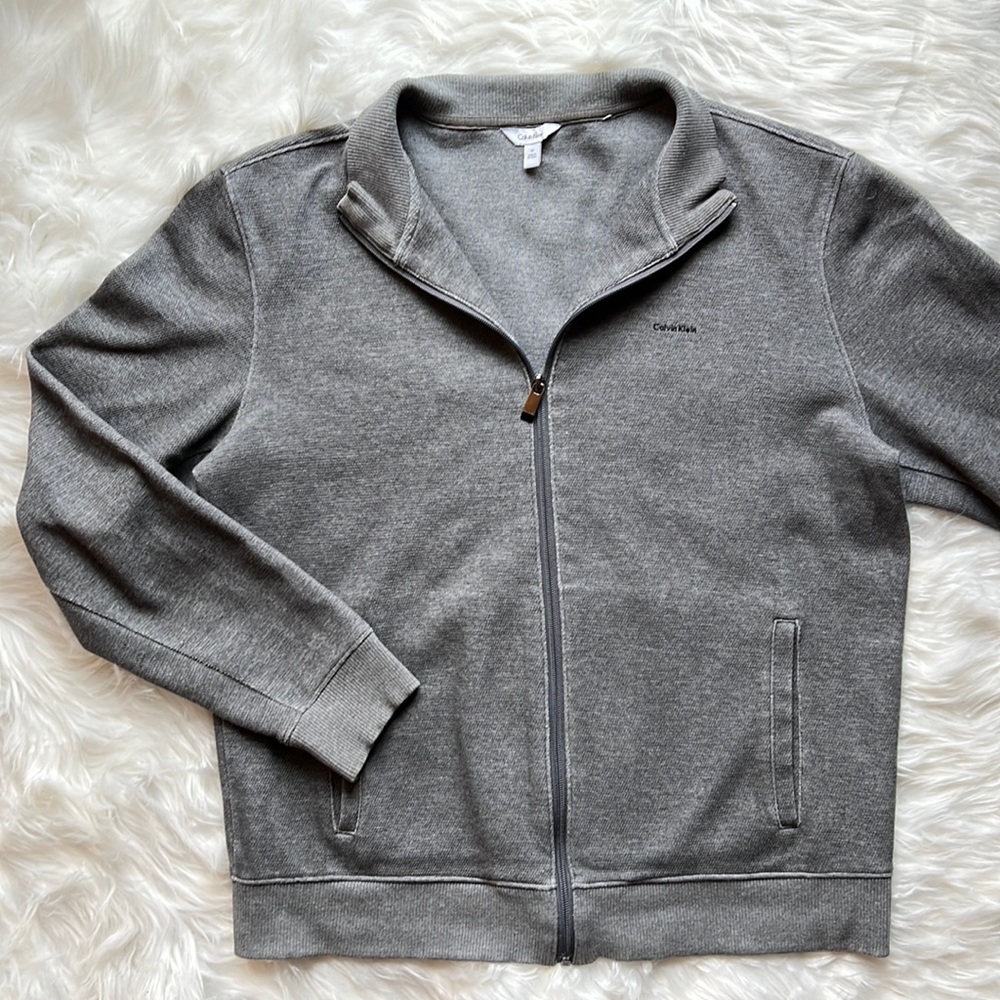Calvin‎ Klein Steel Gray Full Zip Sweater